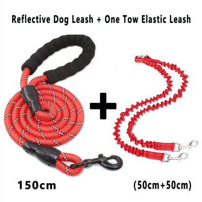 Double Dog Leash – 360° Swivel No-Tangle Reflective