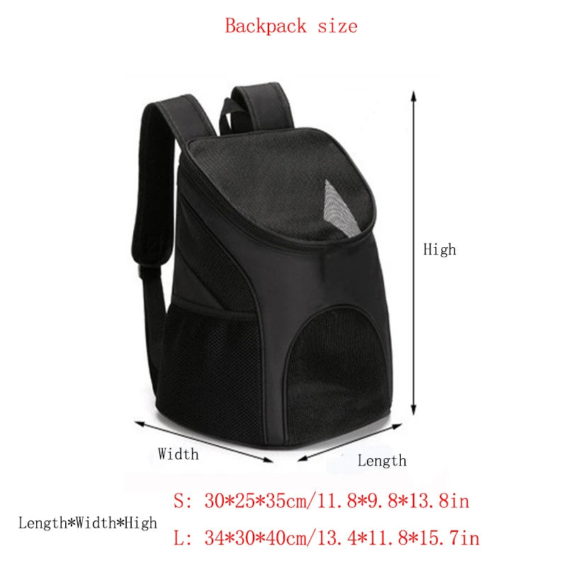 Product size chart of pet travel backpack carrier