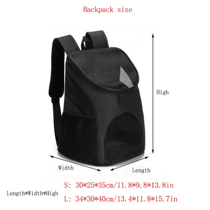 Product size chart of pet travel backpack carrier