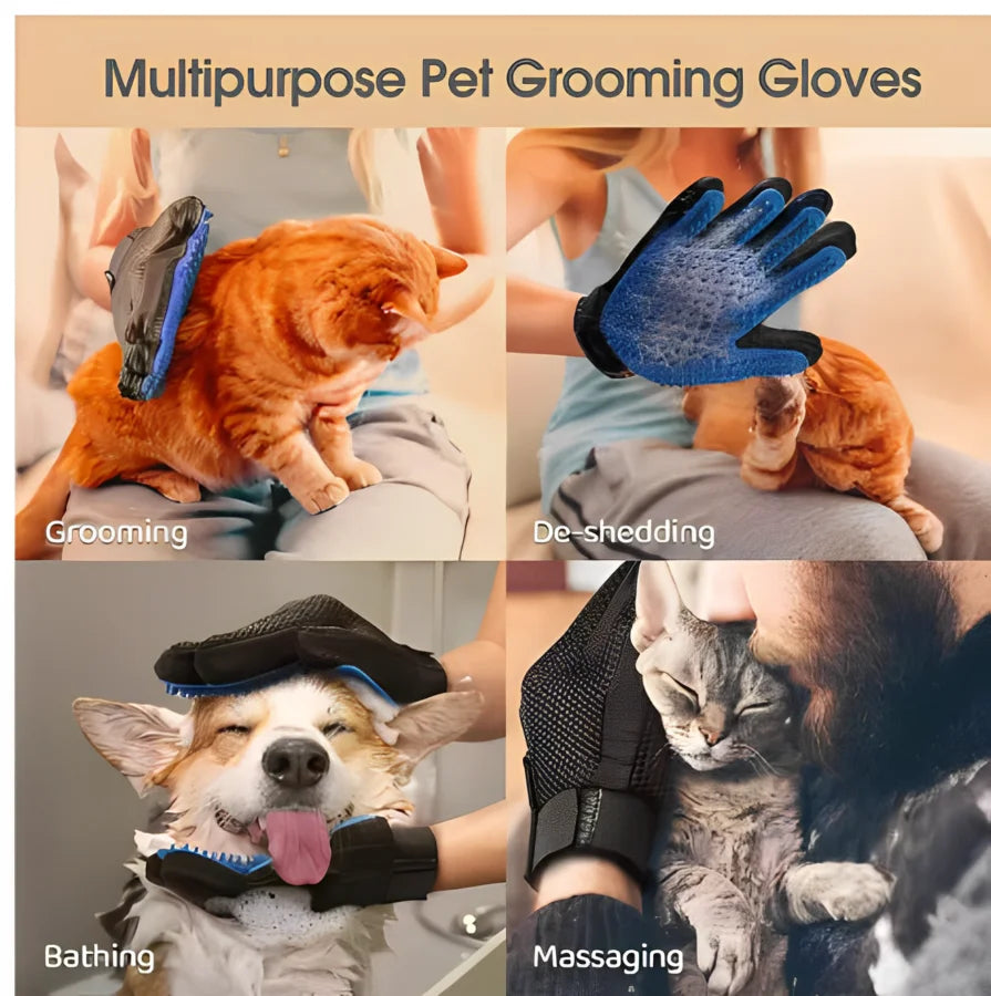 Pet Grooming Glove – Deshedding & Massage Glove for Cats & Dogs – Left or Right Hand