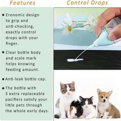 Anti-Choking Pet Nursing Bottle for Puppies & Kittens – Soft Silicone Feeding Tool with Scale Mark & Leakproof Cap