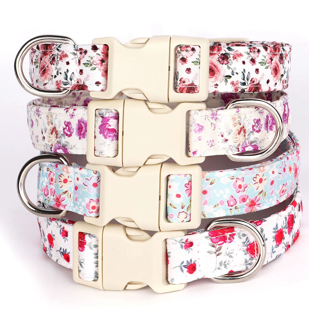 Adjustable Nylon Dog Collar with Floral Print – Soft & Durable Pet Collar for Small, Medium & Large Dogs