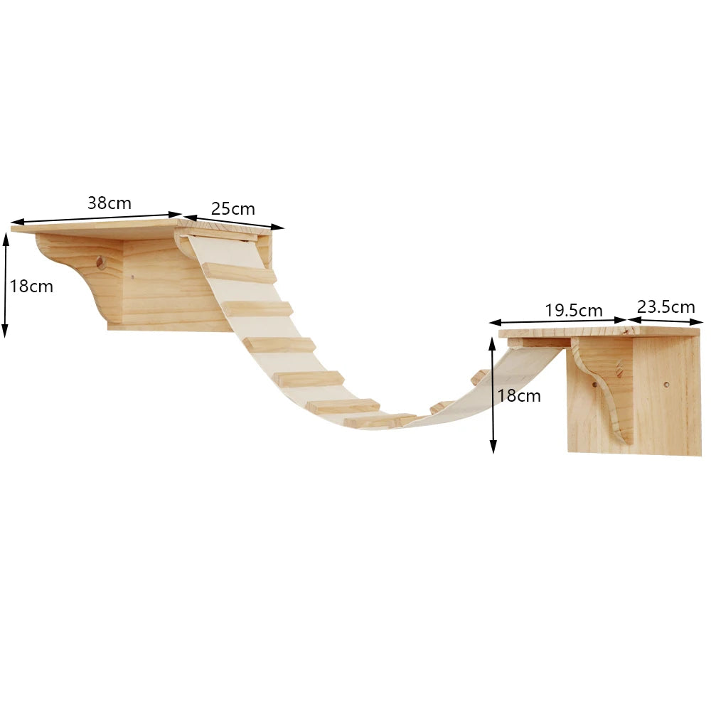 Wall-Mounted Cat Playground – Wooden Cat Shelves, Hammocks, Houses & Climbing Bridges