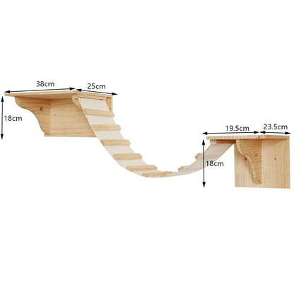 Wall-Mounted Cat Playground – Wooden Cat Shelves, Hammocks, Houses & Climbing Bridges