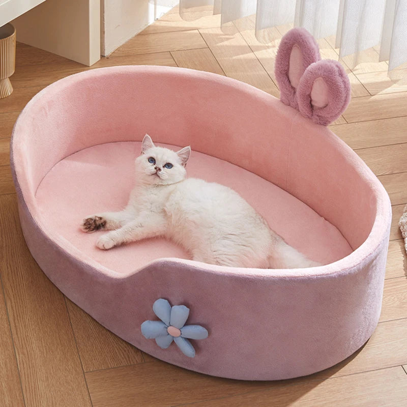 Cozy cat and dog bed cushion, soft fleece round design