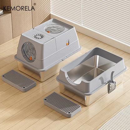 Durable metal litter tray with easy-clean design