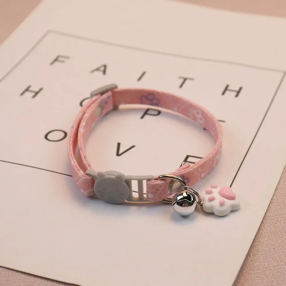 Cute Pet Collar with Bell – Adjustable Breakaway Safety Neck Collar for Cats & Small Dogs