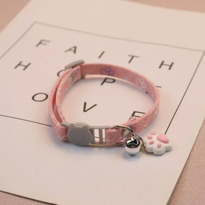 Cute Pet Collar with Bell – Adjustable Breakaway Safety Neck Collar for Cats & Small Dogs