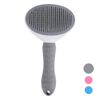 Self-Cleaning Pet Grooming Brush for Dogs & Cats – Slicker Comb with One-Click Hair Removal, Anti-Slip Handle, and Gentle Stainless Steel Bristles