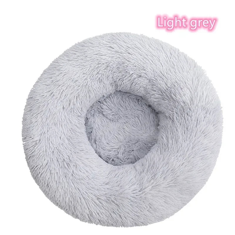 Long Plush Donut Pet Bed – Calming Cat & Dog Nest