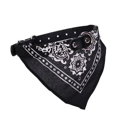 Dog & Cat Collar with Bandana – Stylish PU Leather Pet Collar