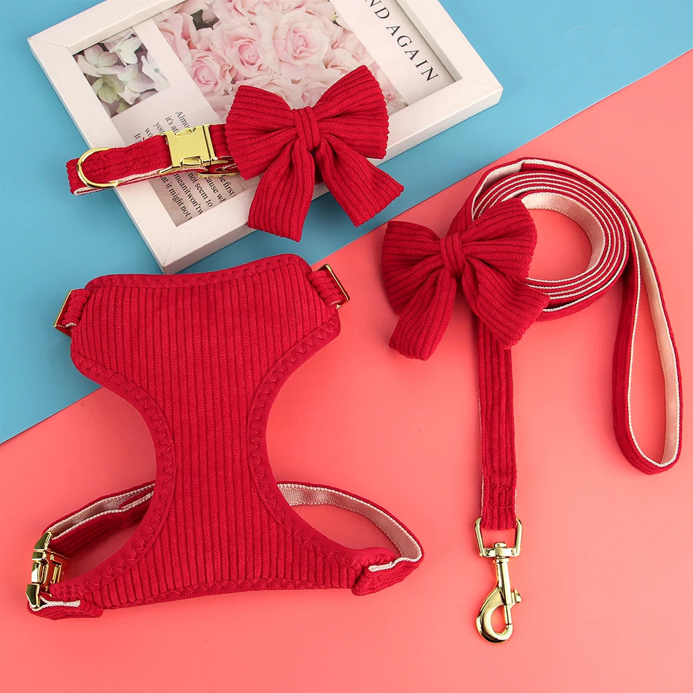 Brown breathable nylon harness with matching leash and collar