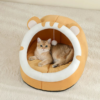 Cat & Dog Cave Bed – Warm Cozy Pet House with Cushion
