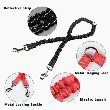 Double Dog Leash – 360° Swivel No-Tangle Reflective