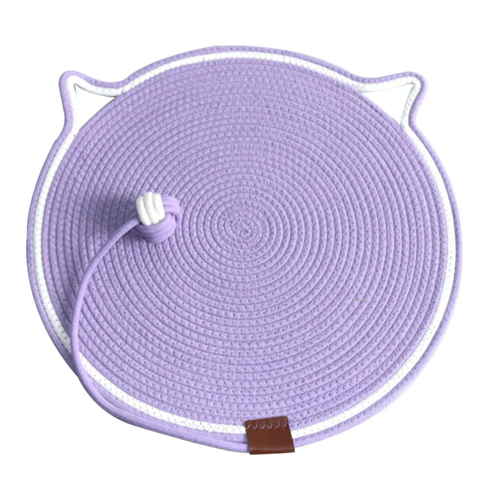 Cat lying in a cotton rope nest bed with stylish ear design