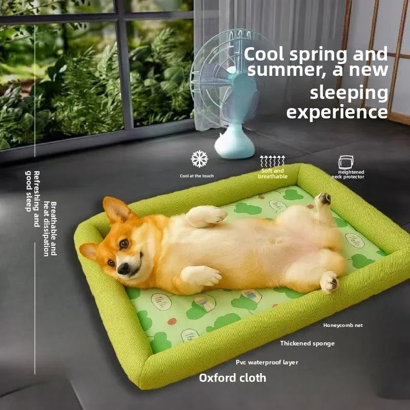 Cooling pet bed with refreshing cushion for summer comfort