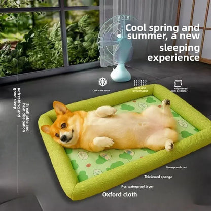 Cooling pet bed with refreshing cushion for summer comfort