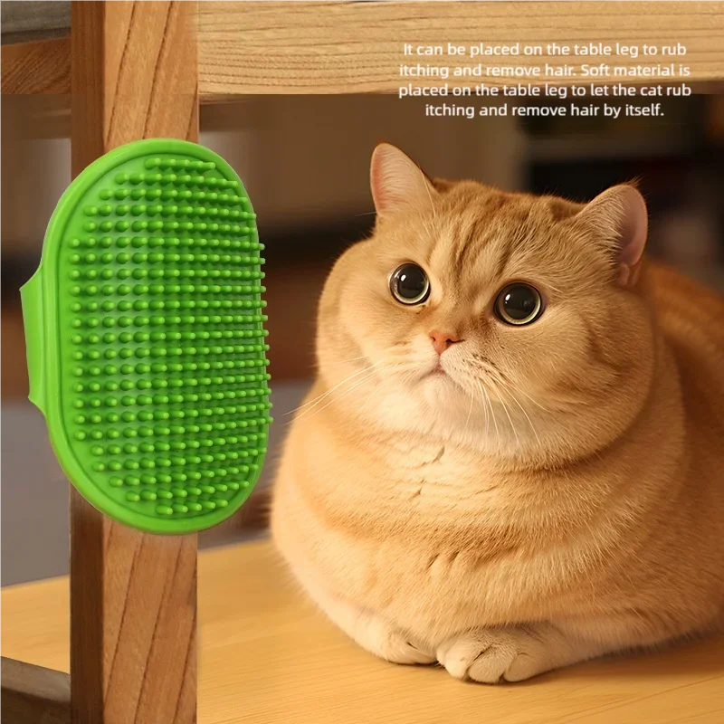 Hand removing loose fur from silicone pet grooming brush