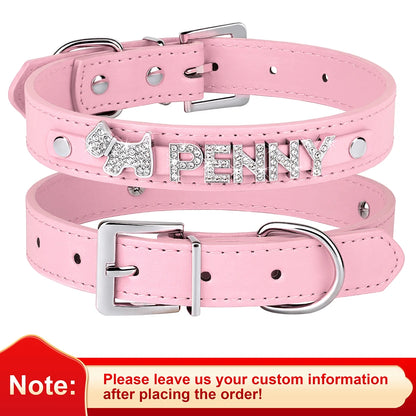 Personalized Dog Collar with Name & Leash – Custom Bling