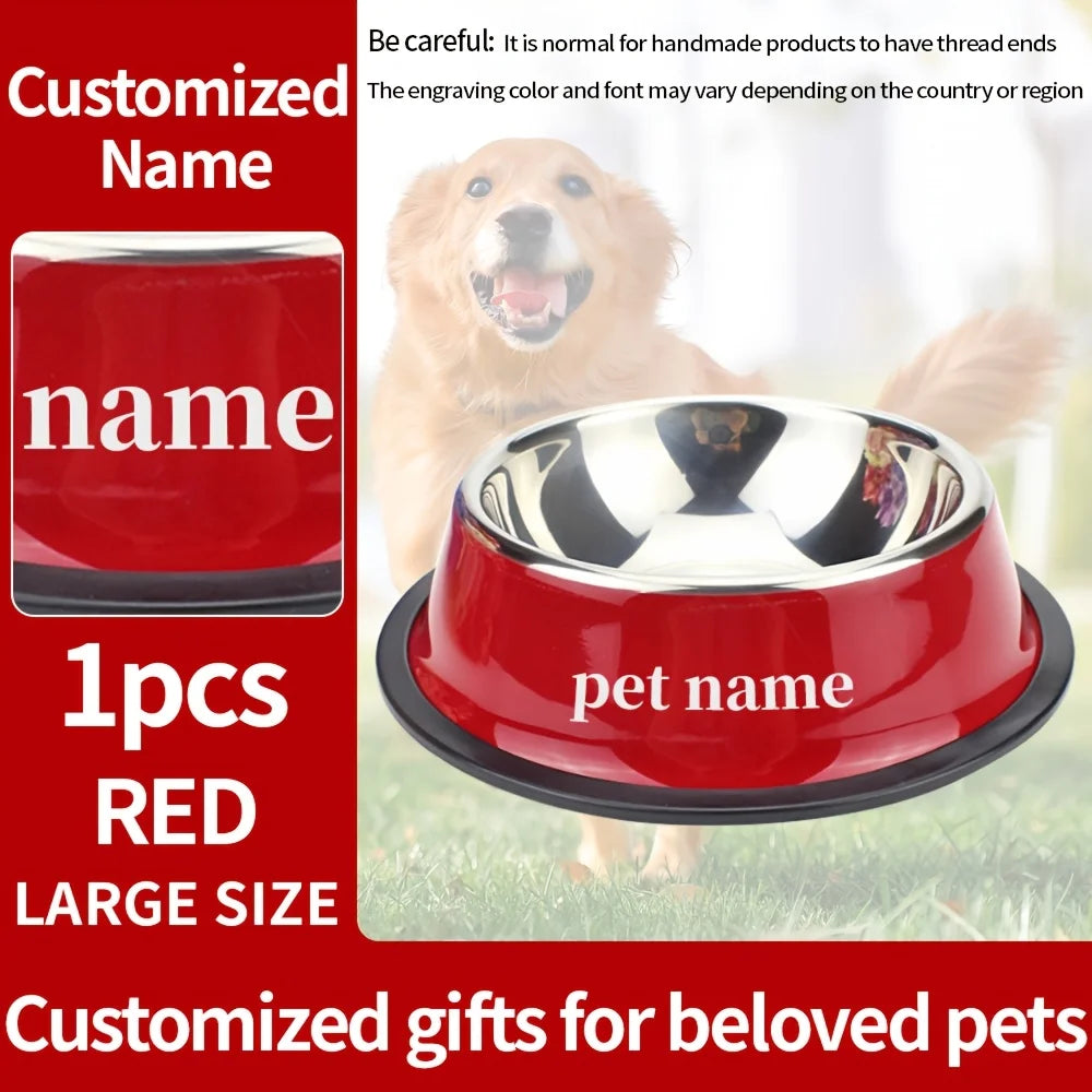 Custom Engraved Stainless Steel Pet Bowl – Non-Slip & Anti-Tip