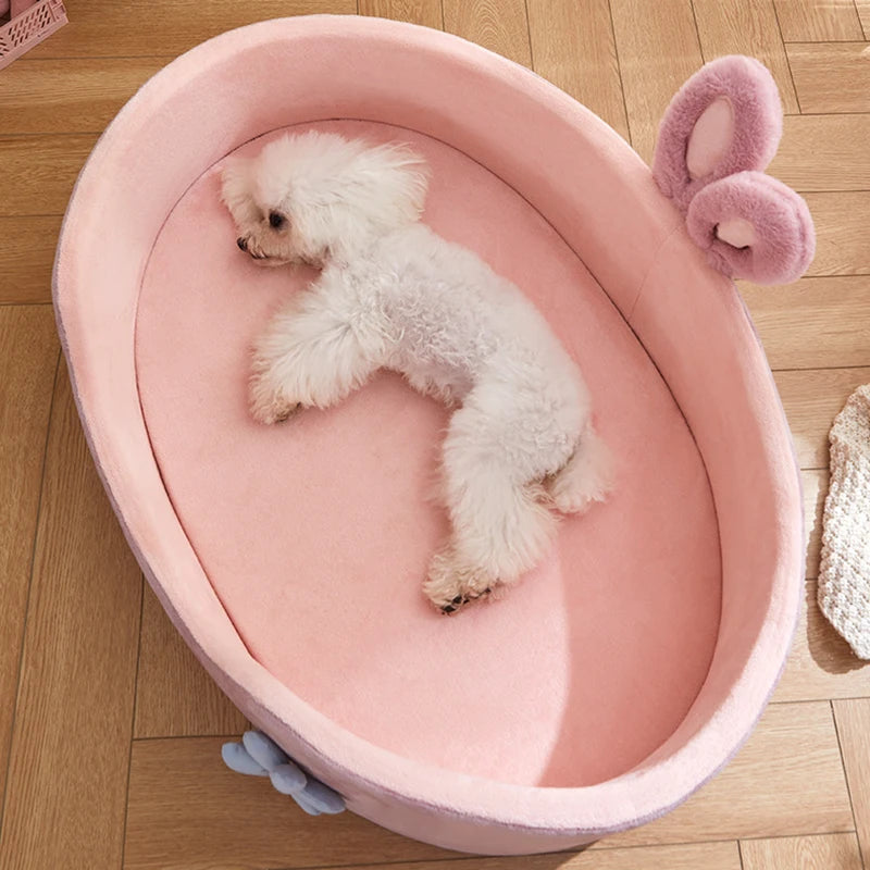 Non-slip bottom round dog bed with removable cover