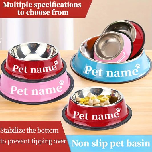 Personalized dog bowl with non-slip anti-tip design