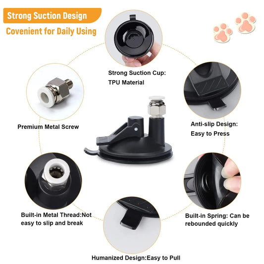 Interactive Cat Feather Toy with Suction Cup – 360° Bouncing Wand Toy with 2 Detachable Feathers for Wall, Floor, or Glass Mounting