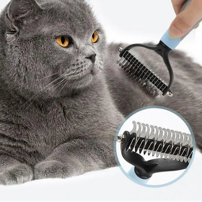 Cat hair removal comb with ergonomic handle