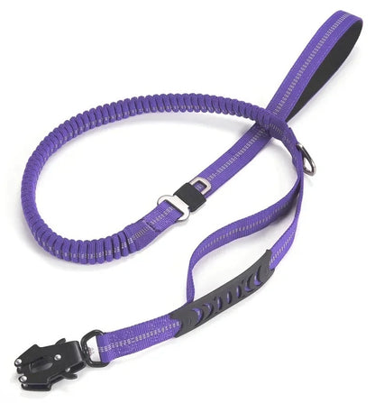 Shock Absorbing Dog Leash – Reflective with Car Seatbelt