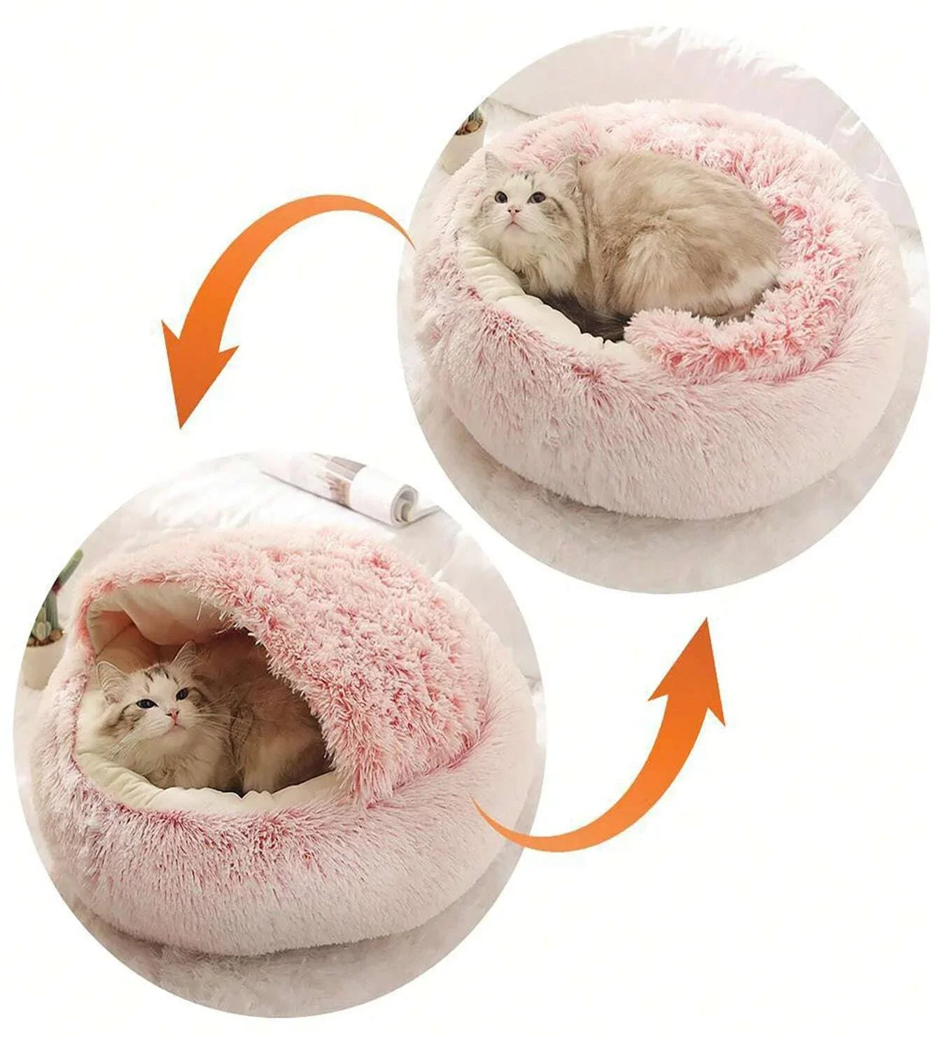 Cozy plush hooded nest for small dogs
