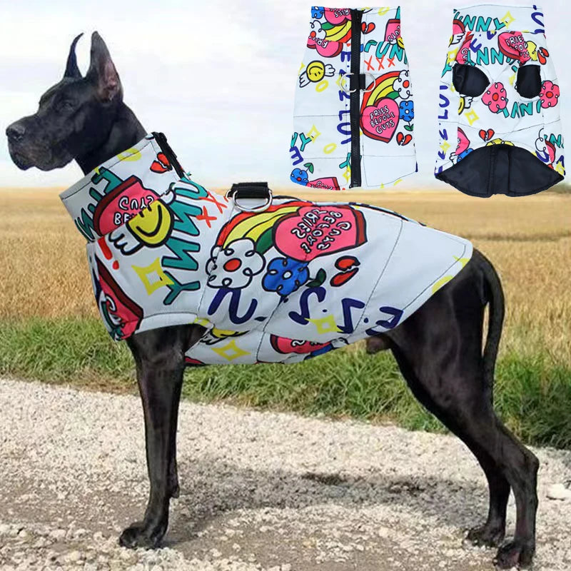 Colorful waterproof dog jacket for large breeds
