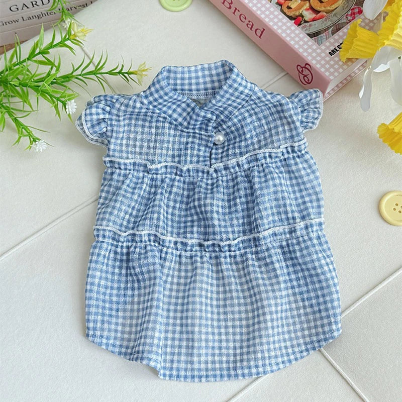 Dog Summer Dress Black & White Plaid