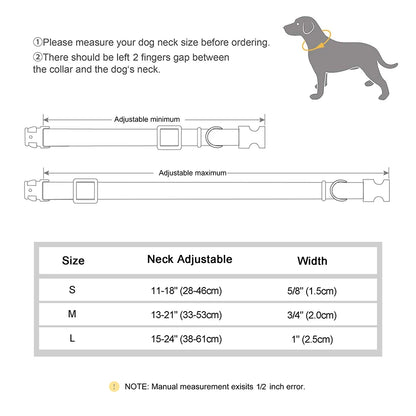 Personalized Nylon Dog Collar with Flower Decoration – Custom Engraved ID Tag, Adjustable Pet Collar