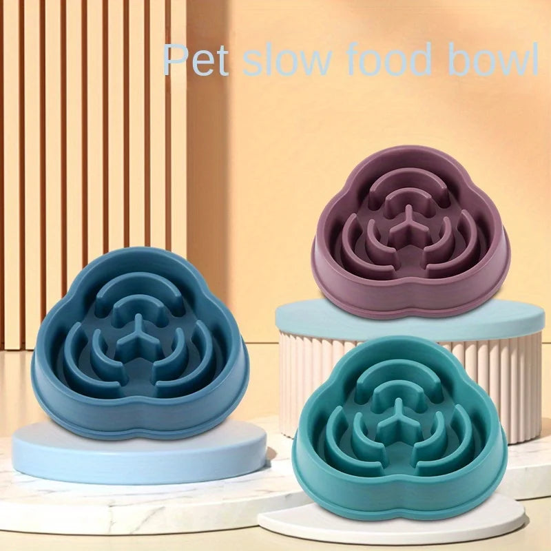 Plastic slow feeding bowl to prevent bloating