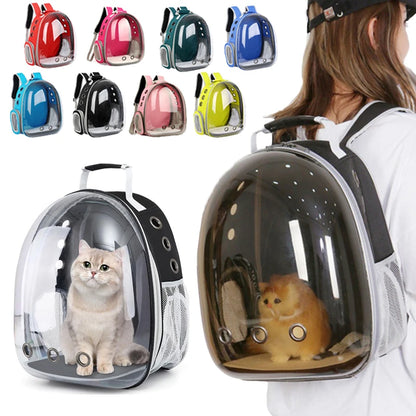 Transparent pet carrier backpack for cats and small dogs