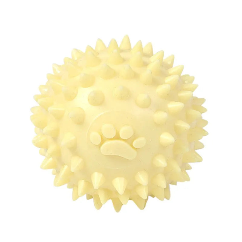 Dog Molar Chew Ball – Durable Spiky Rubber Ball for Pets, Tooth Cleaning Toy for Small & Large Dogs, Colorful Paw Design