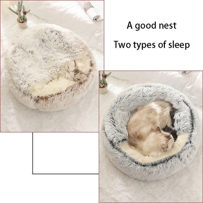 Gray plush bed for cats and puppies
