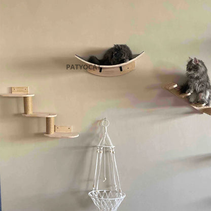 Wooden cat bridge wall-mounted – fun climbing playground for cats