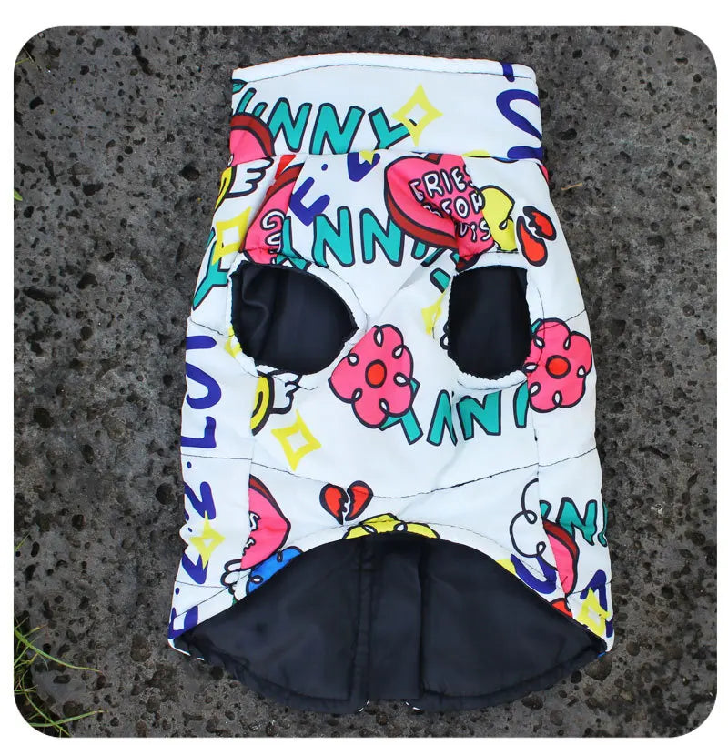 Big dog wearing fashion pet coat with zipper
