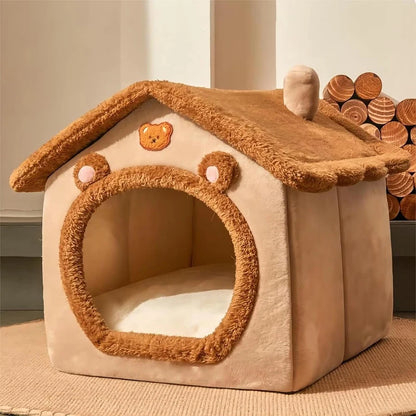 Foldable Pet House – Washable Cave Bed for Cats & Dogs