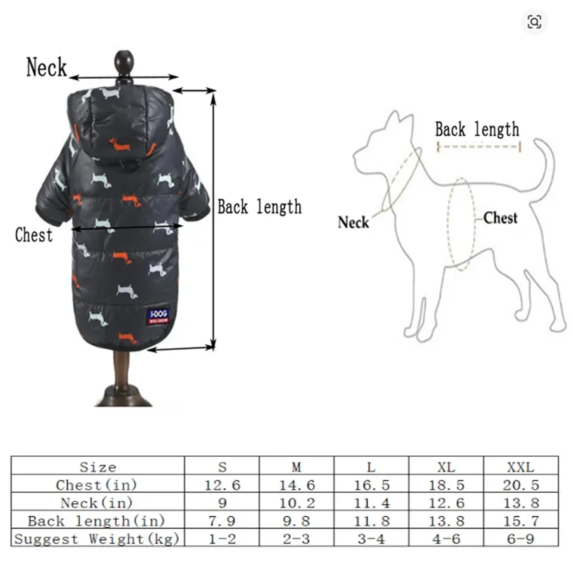 Winter Hooded Dog Coat – Warm Cotton-Padded Jacket for Dogs & Cats