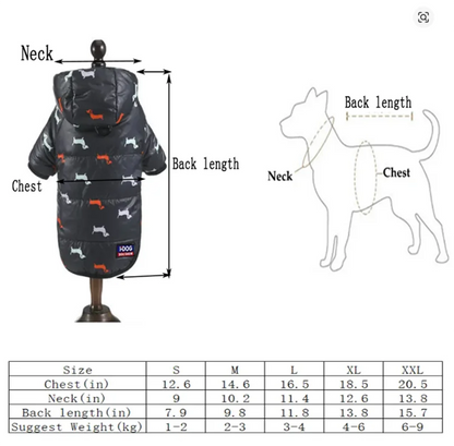 Winter Hooded Dog Coat – Warm Cotton-Padded Jacket for Dogs & Cats