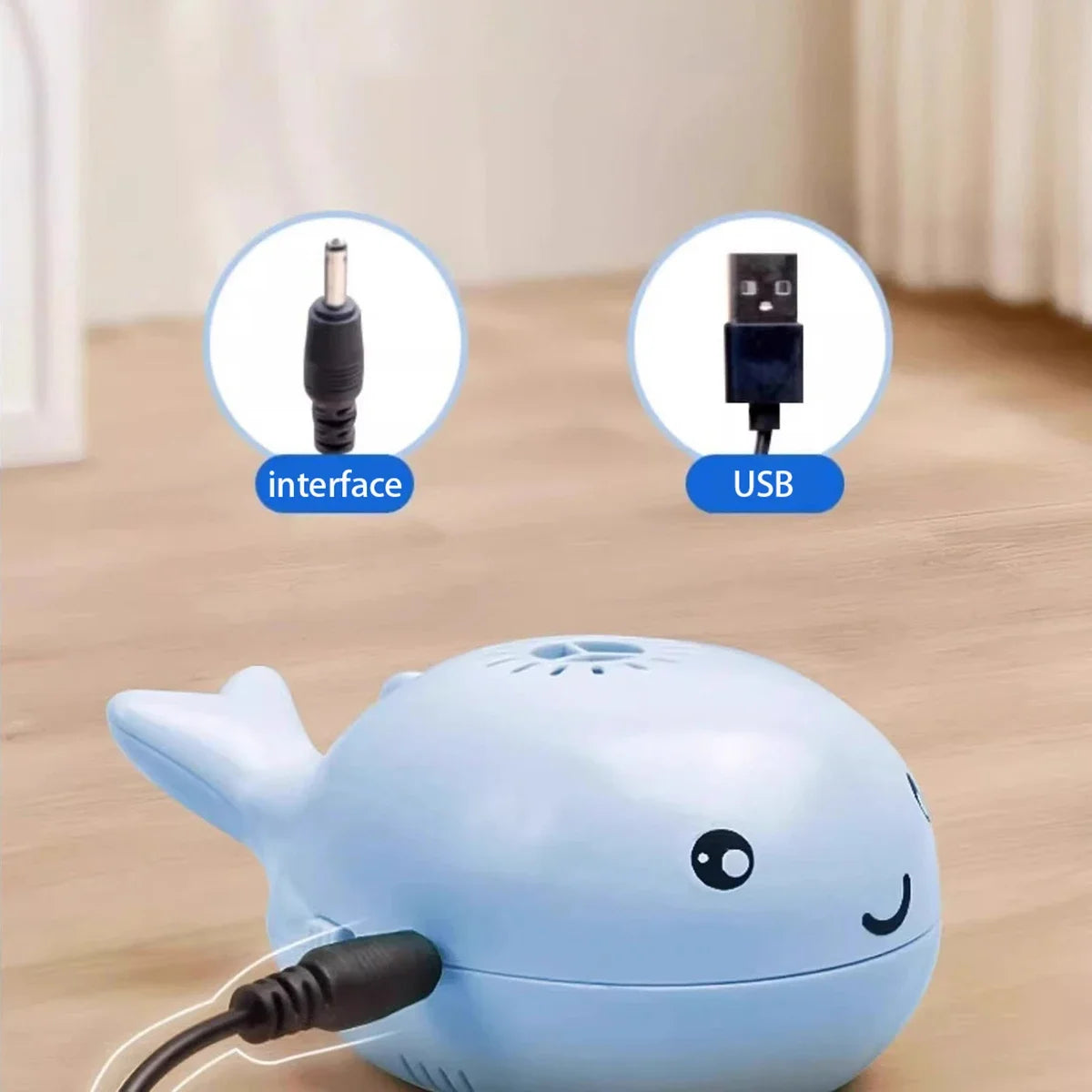 USB powered whale cat toy – available in pink and blue