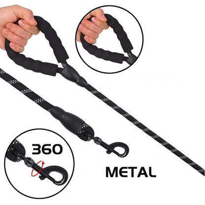 Multiple colors and lengths of durable pet leash displayed