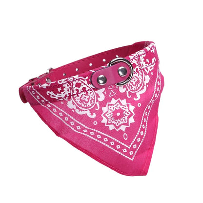 Dog & Cat Collar with Bandana – Stylish PU Leather Pet Collar