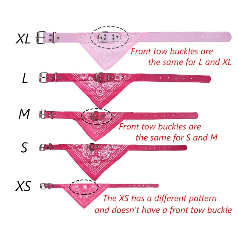 Dog & Cat Collar with Bandana – Stylish PU Leather Pet Collar