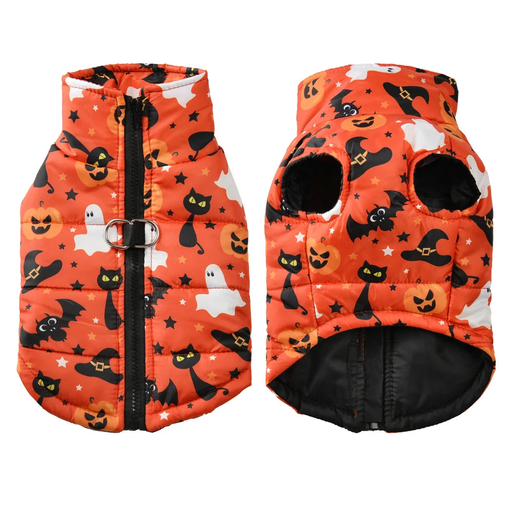 Size chart of Halloween winter dog coat