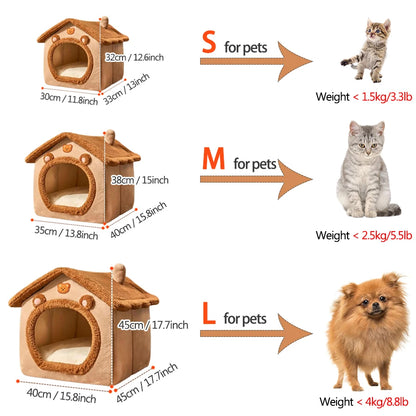 foldable pet house washable cave bed