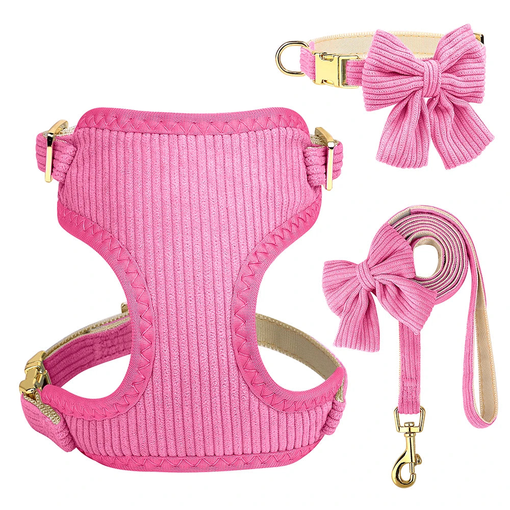 3PCS Dog Harness, Collar & Leash Set – Soft & Adjustable