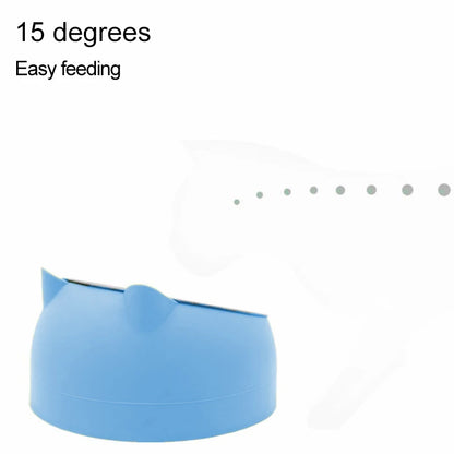 Pet eating from ergonomic feeder bowl